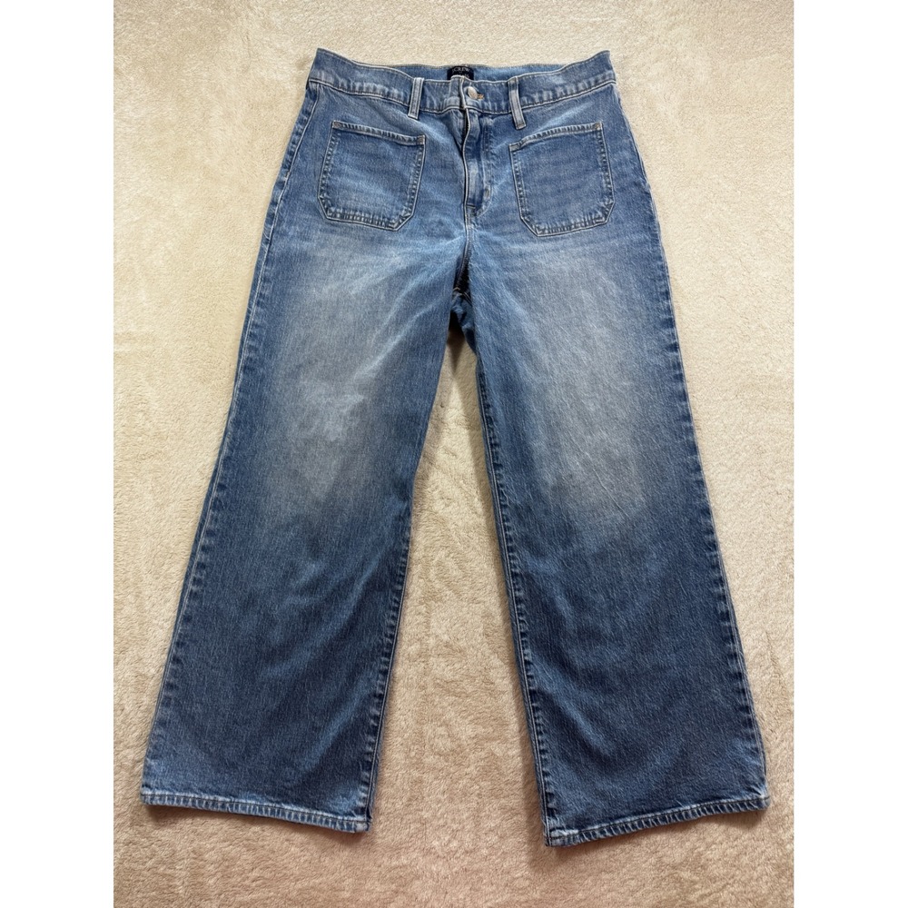 J.Crew Womens Wide-Leg Crop High Rise Blue Denim Jeans 29 Meas: 31x26